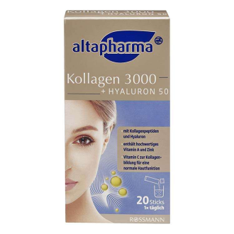 ساشه پودر کلاژن 3000 و هیالورون آلتافارما بسته 20 عددی | Altapharma Collagen 300 + Hyaluron