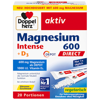 مکمل منیزیم 600 اینتنس دوپل‌هِرز Doppelherz Magnesium Intense 600 + Vitamin D3