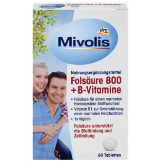 قرص فولیک اسید 800 و ویتامین‌های گروه ب میولیس | Mivolis Folsäure 800 + B-Vitamine